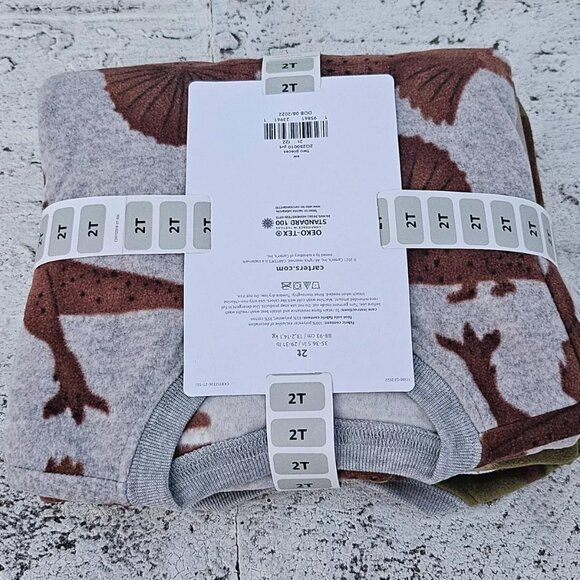 Carters Baby Sleepwear Green and Gray 1 Piece Fleece Jumper Set of 2 Size 2T New - Picture 4 of 11